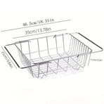 Stainless Steel Sink Draining Basket Telescopic Dish Rack Kitchen Storage Holder