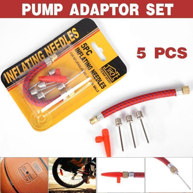 Pump Adapter Set with Inflating Needle and Valve Nozzle for Balls and Toys 5PCS