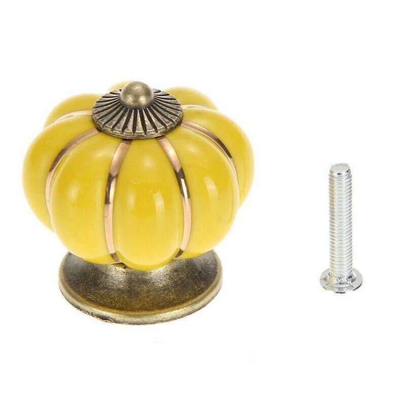 Pumpkin Ceramic Vintage Door Knobs Cabinet Drawer Cupboard Kitchen Pull Handle