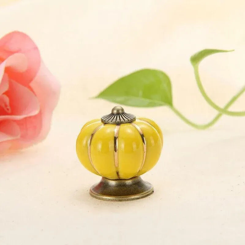 Pumpkin Ceramic Vintage Door Knobs Cabinet Drawer Cupboard Kitchen Pull Handle