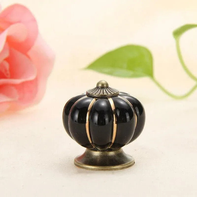 Pumpkin Ceramic Vintage Door Knobs Cabinet Drawer Cupboard Kitchen Pull Handle