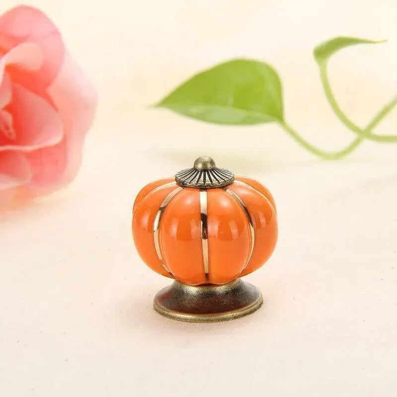 Pumpkin Ceramic Vintage Door Knobs Cabinet Drawer Cupboard Kitchen Pull Handle