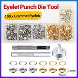 Eyelet Punch Die Tool Kit with 100 Sets of 6mm Grommets for Leather Craft