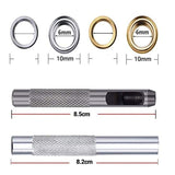 Eyelet Punch Die Tool Kit with 100 Sets of 6mm Grommets for Leather Craft
