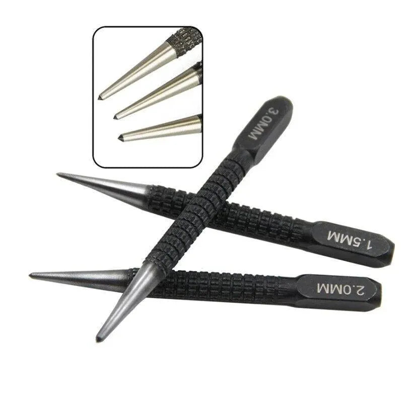 Nail Centre Punch Set 3PCS Round Head Wood Metal Super Impact Resistance