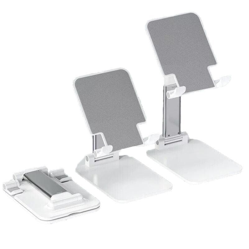 Foldable Adjustable Universal Desk Stand Holder For Mobile Phone Tablet Portable - White