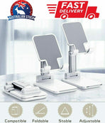 Foldable Adjustable Universal Desk Stand Holder For Mobile Phone Tablet Portable - White