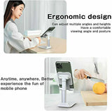 Foldable Adjustable Universal Desk Stand Holder For Mobile Phone Tablet Portable - White - Low Angle