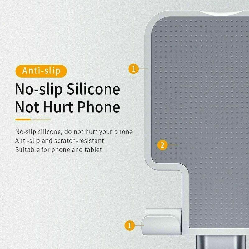 Foldable Adjustable Universal Desk Stand Holder For Mobile Phone Tablet Portable - White