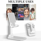 Foldable Adjustable Universal Desk Stand Holder For Mobile Phone Tablet Portable - White