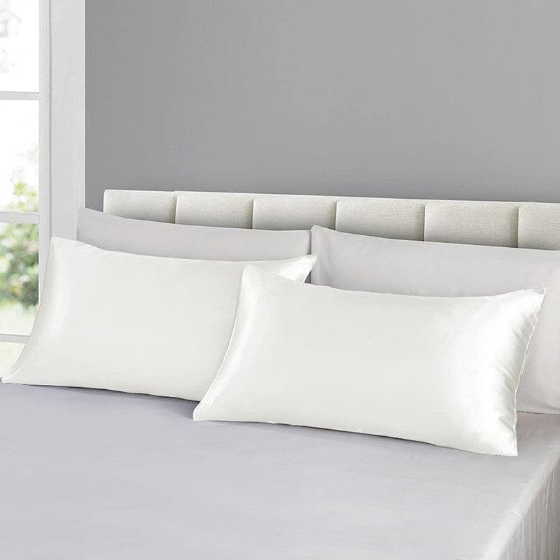2X Satin Pillow Case Bedroom Pillowcase Cushion Covers Home Decor Luxury Slip - Black