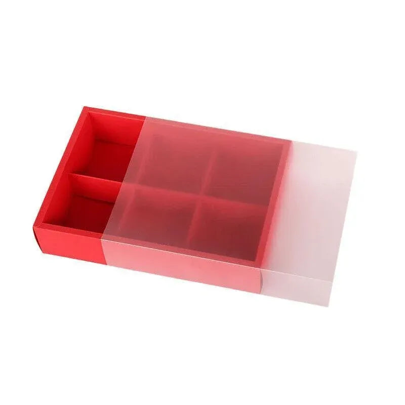 10PCS Cake Box with Transparent Lids Gift Packaging Boxes for Moon Cakes Cookie - Red