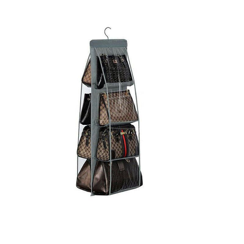 8 Pocket Double-sided Bag Handbag Storage Holder Hanging Organizer Shelf - White