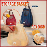Vegetable Onion Potato Hanging Bag Kitchen Garlic Ginger Mesh Storage Bag - Dark Blue