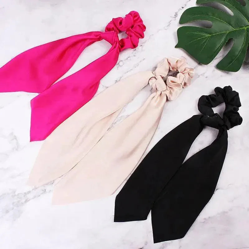 Chiffon Ponytail Scarf Bow Elastic Hair Rope Tie Scrunchies Ribbon Hair Bands - 4