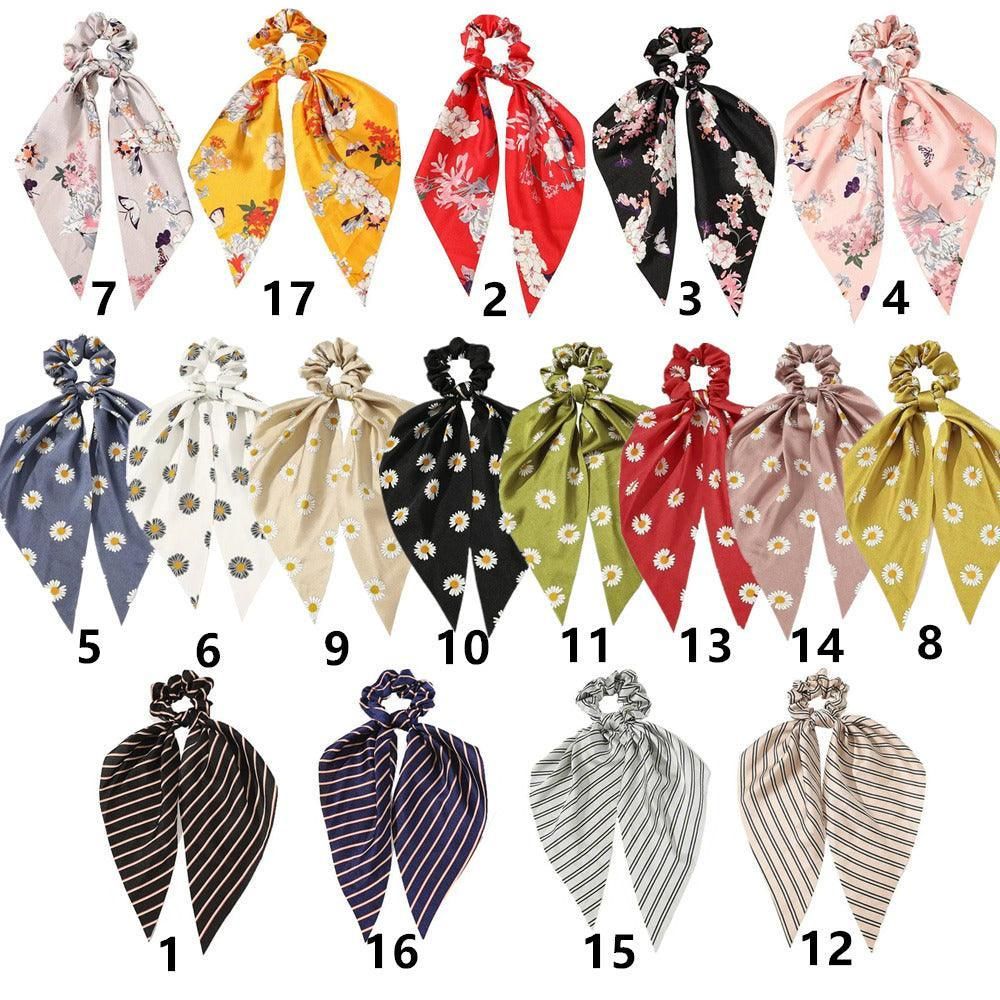 Chiffon Ponytail Scarf Bow Elastic Hair Rope Tie Scrunchies Ribbon Hair Bands - 6