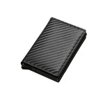 RFID Blocking Leather Card Wallet with Money Clip for Men Credit Holder - Carbon Fiber