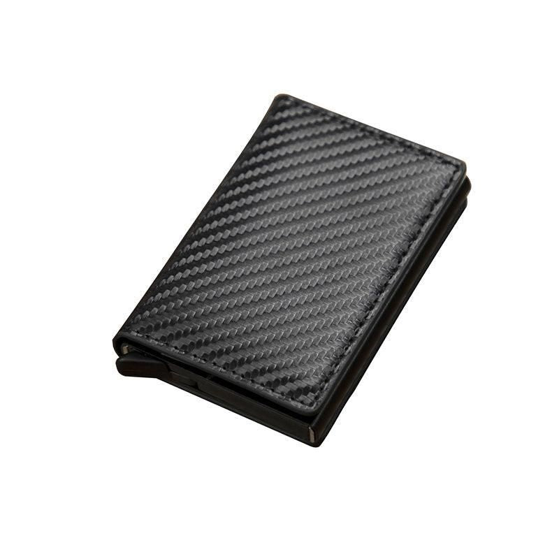 RFID Blocking Leather Card Wallet with Money Clip for Men Credit Holder - Carbon Fiber