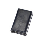RFID Blocking Leather Card Wallet with Money Clip for Men Credit Holder - Dark Blue