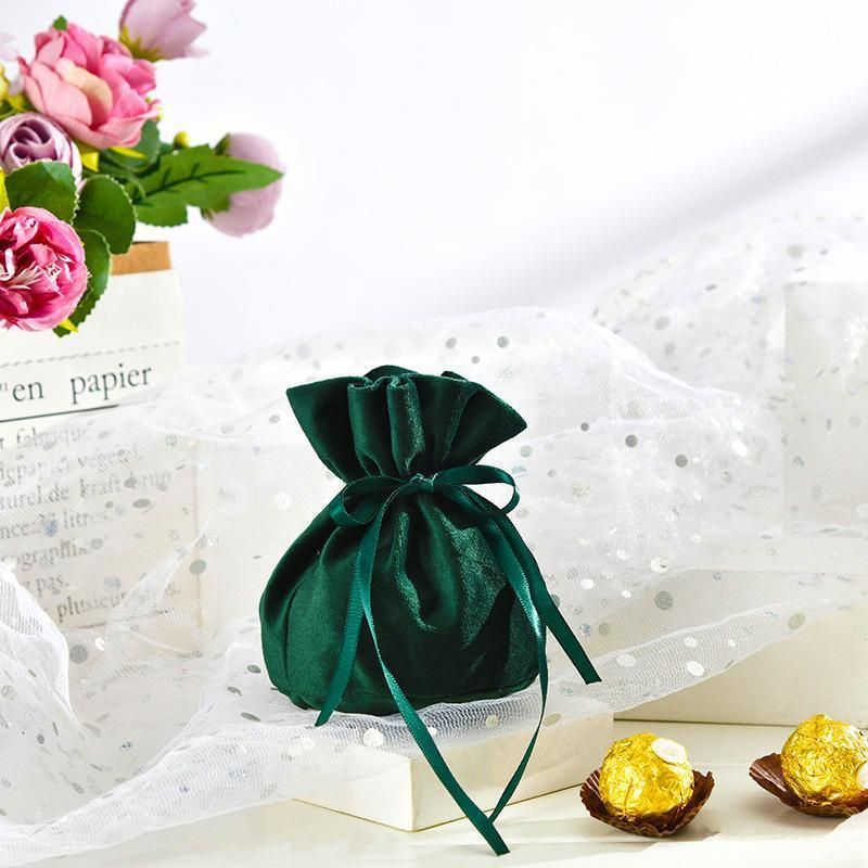 6PCS Velvet Cloth Drawstring Bags Gift Bag Jewelry Ring Pouch Earring Favor - Pink-6PCS