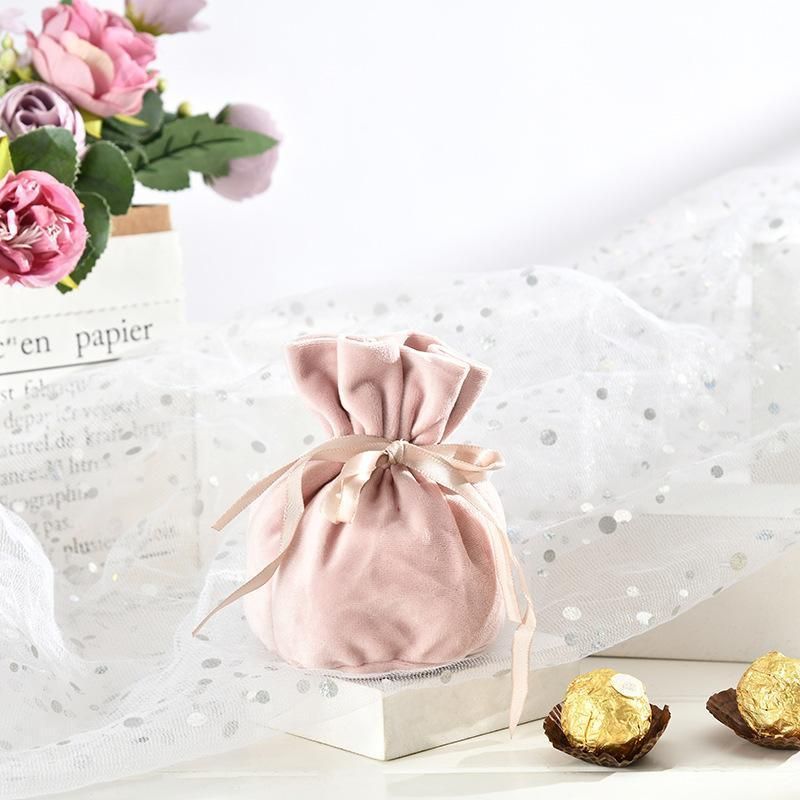 6PCS Velvet Cloth Drawstring Bags Gift Bag Jewelry Ring Pouch Earring Favor - Pink-6PCS