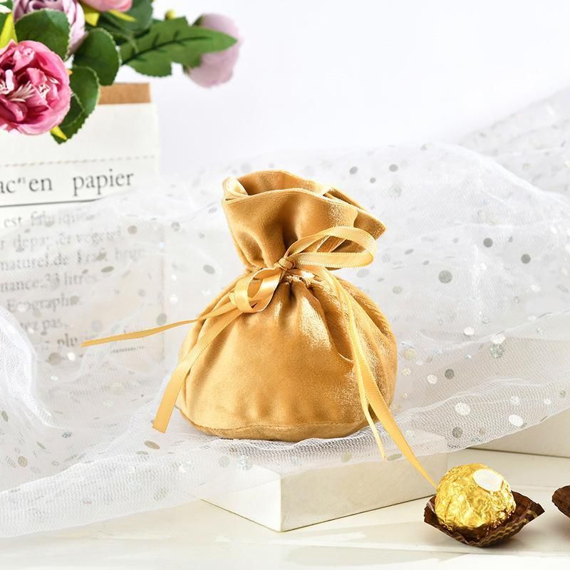 6PCS Velvet Cloth Drawstring Bags Gift Bag Jewelry Ring Pouch Earring Favor - Pink-6PCS