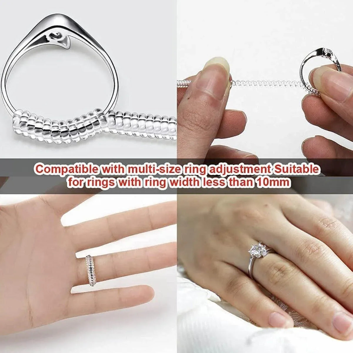 5-20 X Ring Size Adjuster Reducer Spiral Invisible Snugs Guard Resizer Jewellery - 20PCS