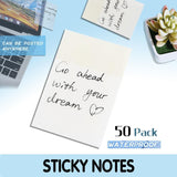50 Sheets Clear Sticky Notes Pad Waterproof Self-Adhesive Memo Message Note Au - 50 Sheets