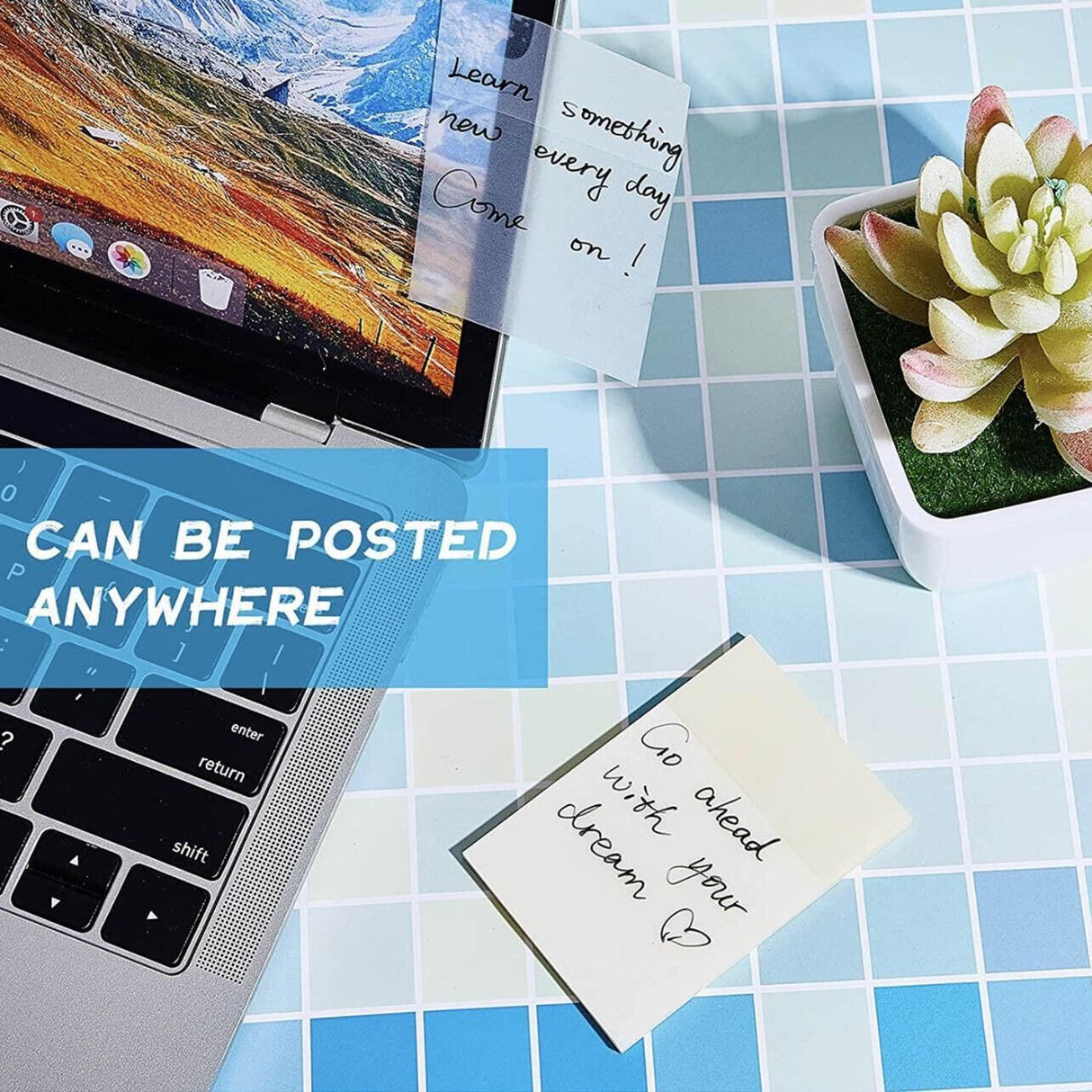 50 Sheets Clear Sticky Notes Pad Waterproof Self-Adhesive Memo Message Note Au - 50 Sheets