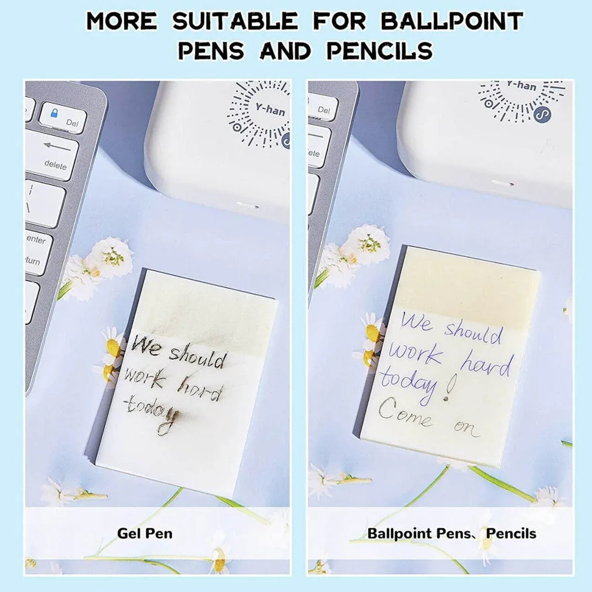 50 Sheets Clear Sticky Notes Pad Waterproof Self-Adhesive Memo Message Note Au - 50 Sheets