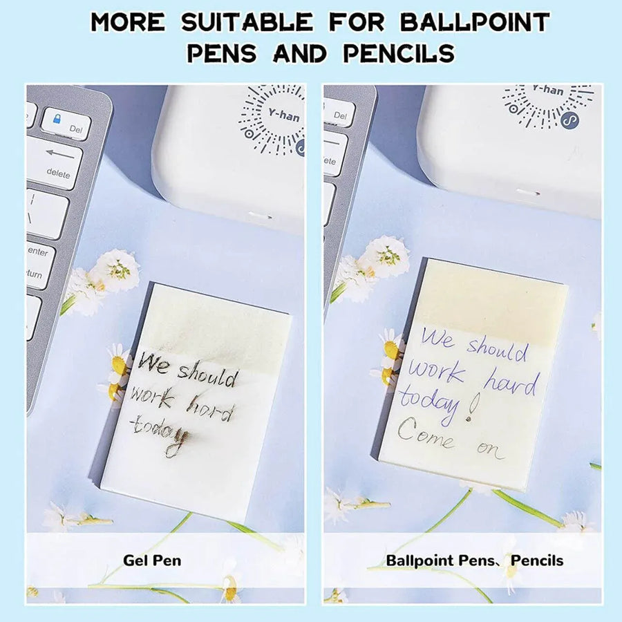 50 Sheets Clear Sticky Notes Pad Waterproof Self-Adhesive Memo Message Note Au - 50 Sheets