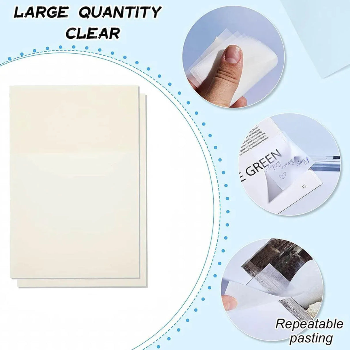 50 Sheets Clear Sticky Notes Pad Waterproof Self-Adhesive Memo Message Note Au - 50 Sheets