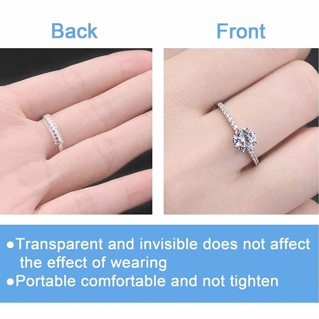 5-20 X Ring Size Adjuster Reducer Spiral Invisible Snugs Guard Resizer Jewellery - 5 PCS