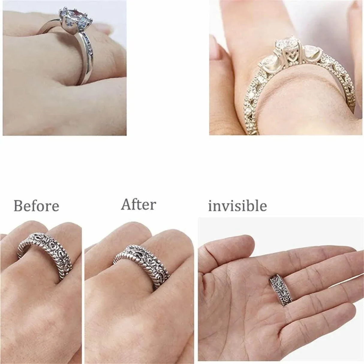 5-20 X Ring Size Adjuster Reducer Spiral Invisible Snugs Guard Resizer Jewellery - 5 PCS