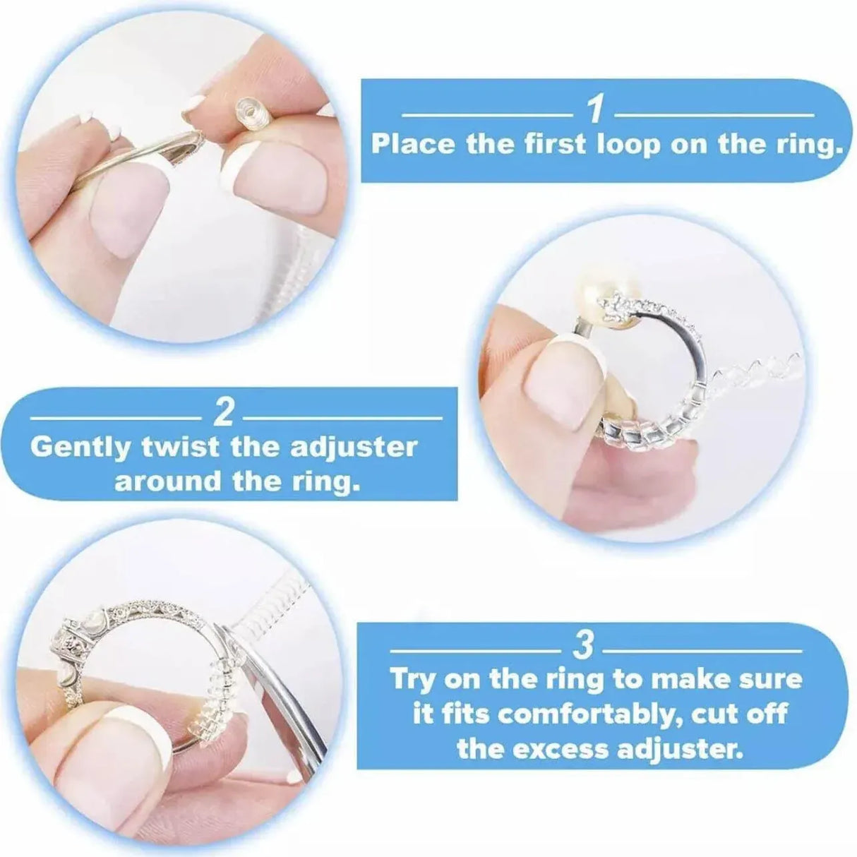 5-20 X Ring Size Adjuster Reducer Spiral Invisible Snugs Guard Resizer Jewellery - 5 PCS