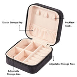 Travel Jewelry Organizer Box Portable Leather Storage Ornaments Ring Earrings - Blue (10x10x5cm) - Top-Down View