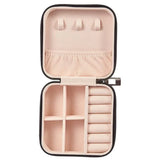 Travel Jewelry Organizer Box Portable Leather Storage Ornaments Ring Earrings - Green (10x10x5cm) - Side View