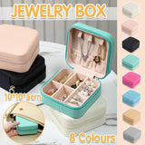 Travel Jewelry Organizer Box Portable Leather Storage Ornaments Ring Earrings - Grey (10x10x5cm)