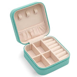 Travel Jewelry Organizer Box Portable Leather Storage Ornaments Ring Earrings - Grey (10x10x5cm) - Extra Image