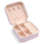 Travel Jewelry Organizer Box Portable Leather Storage Ornaments Ring Earrings - Pink (10x10x5cm)