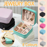 Travel Jewelry Organizer Box Portable Leather Storage Ornaments Ring Earrings - Pink (10x10x5cm) - Front View
