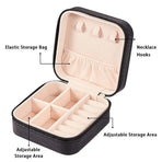 Travel Jewelry Organizer Box Portable Leather Storage Ornaments Ring Earrings - Pink (10x10x5cm)