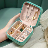 Travel Jewelry Organizer Box Portable Leather Storage Ornaments Ring Earrings - White (10x10x5cm) - Extra Image