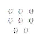 925 Sterling Silver Gold Rings Plated Cubic Crystal Cuff Huggie Hoop Earrings Au - Gold-Red Crystal