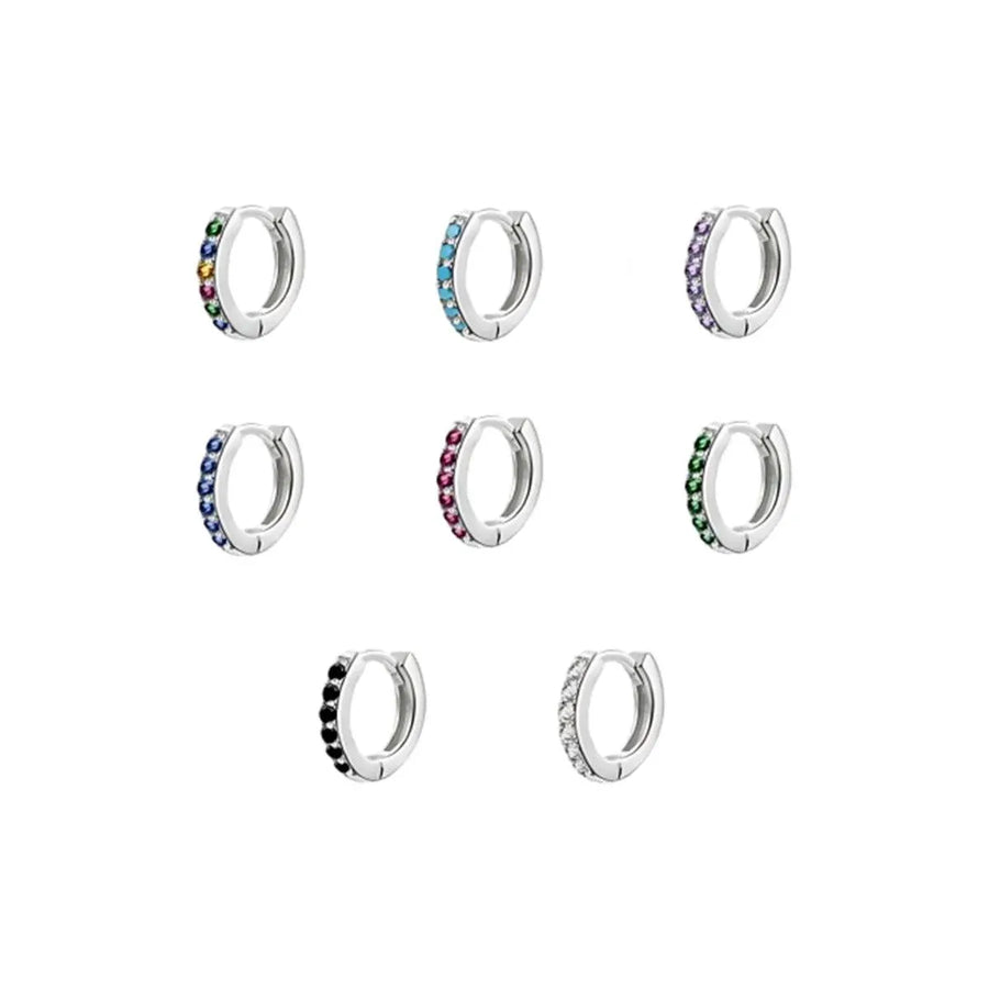 925 Sterling Silver Gold Rings Plated Cubic Crystal Cuff Huggie Hoop Earrings Au - Gold-Red Crystal