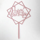 Happy Birthday Acrylic Cake Topper Cake Decoration Golden Silver Party - R20