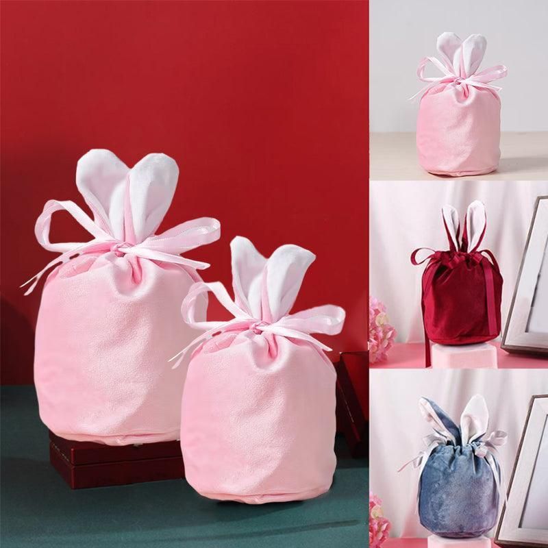 Organizer birthday party bunny ears candy bags easter rabbit gift packing bags - wine red