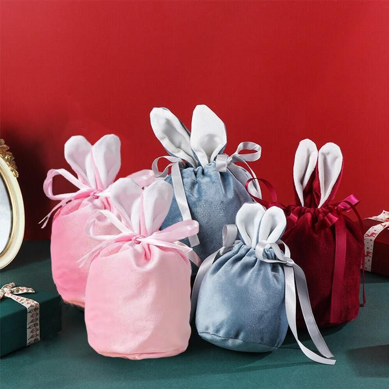 Organizer birthday party bunny ears candy bags easter rabbit gift packing bags - wine red