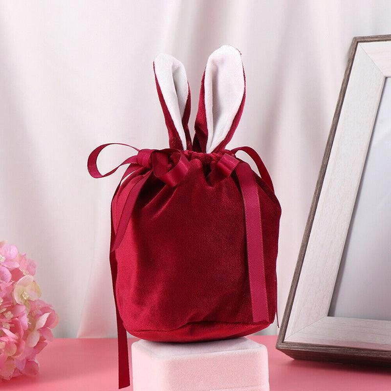 Organizer birthday party bunny ears candy bags easter rabbit gift packing bags - wine red