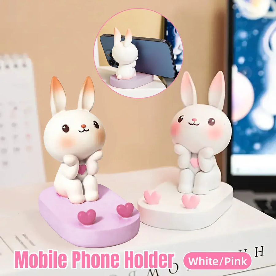 Cartoon Rabbit Phone Holder Desktop Stand Cute Mobile Phone Stand for Office - Pink